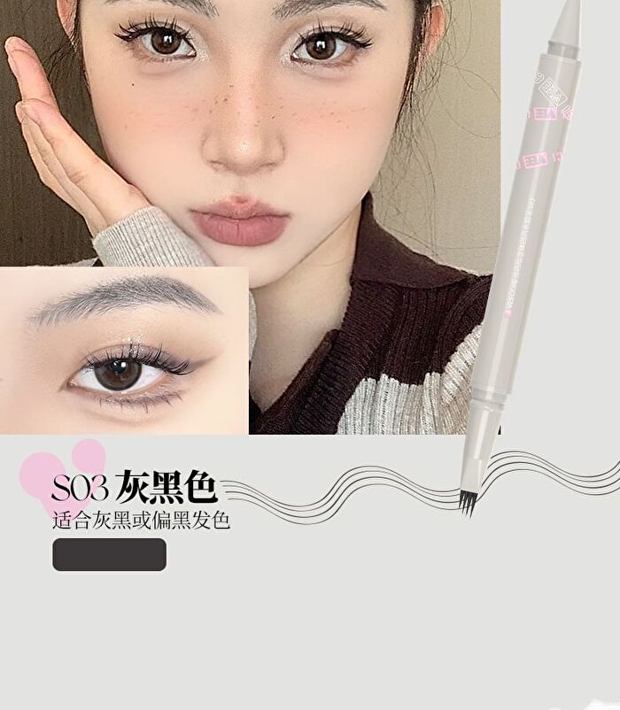 Veecci Freely Painted Liquid Eyebrow Pencil - 3 Colors - S03 Cool Black - 0.55ml