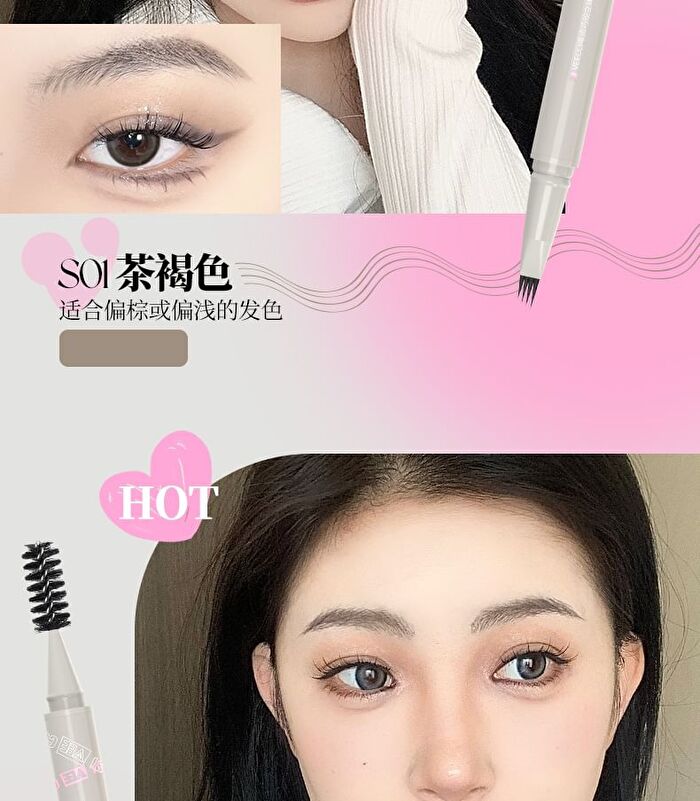 Veecci Freely Painted Liquid Eyebrow Pencil - 3 Colors - S01 Tea Brown - 0.55ml