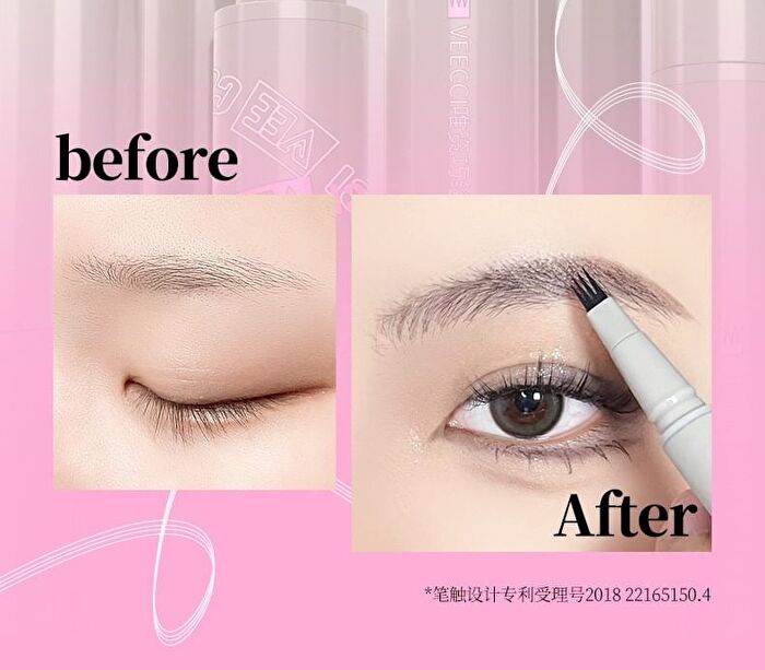 Veecci Freely Painted Liquid Eyebrow Pencil - 3 Colors - S02 Taupe Brown - 0.55ml