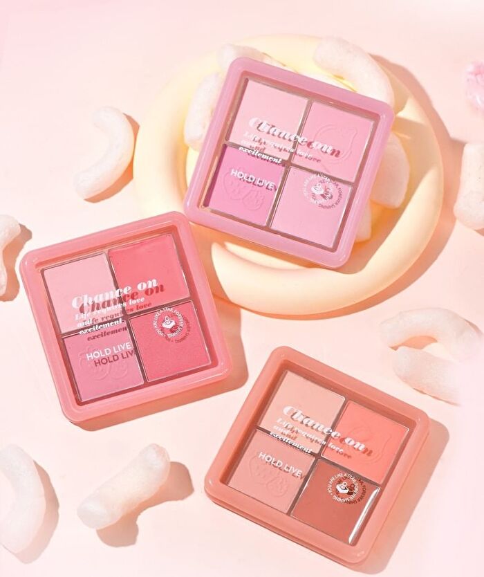 Hold Live 4 Colors Blusher Palette (1-2) - #H01 Strawberry Peach - 11.5g