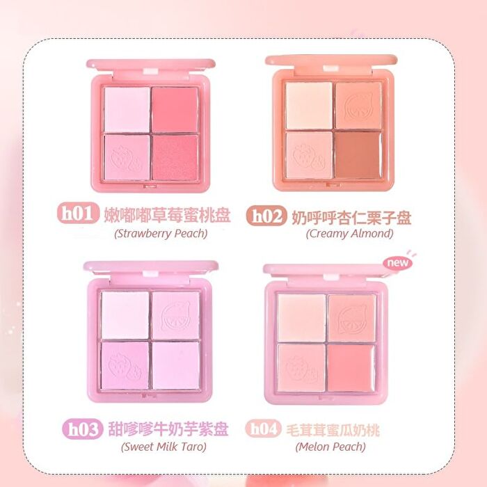 Hold Live 4 Colors Blusher Palette (1-2) - #H01 Strawberry Peach - 11.5g