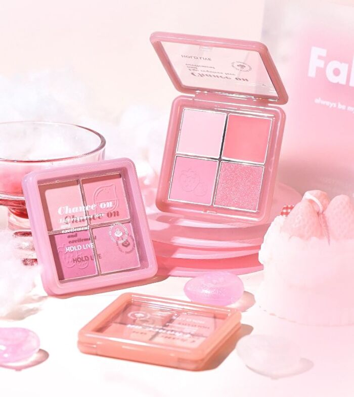 Hold Live 4 Colors Blusher Palette (1-2) - #H01 Strawberry Peach - 11.5g