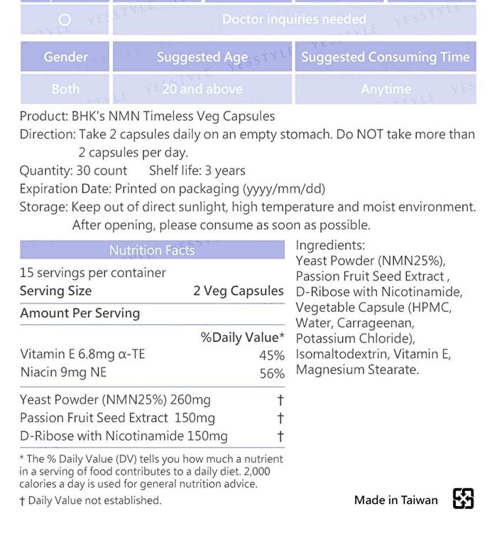 NMN Timeless Veg Capsules - 30 capsules