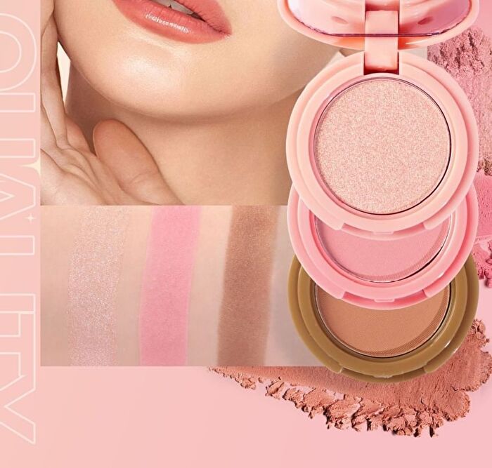 3 In 1 Highlight Blush Contour Palette - 3 Types - 01# - 6g