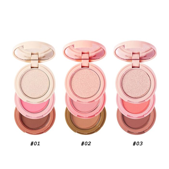 3 In 1 Highlight Blush Contour Palette - 3 Types - 01# - 6g