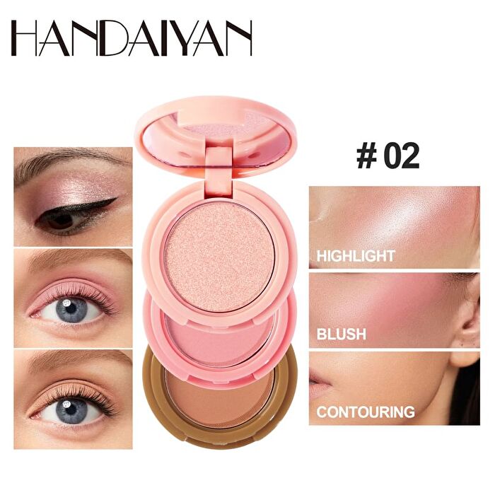 3 In 1 Highlight Blush Contour Palette - 3 Types - 01# - 6g