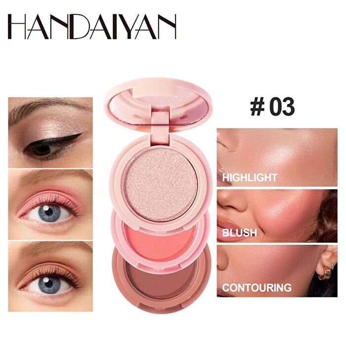 3 In 1 Highlight Blush Contour Palette - 3 Types - 01# - 6g
