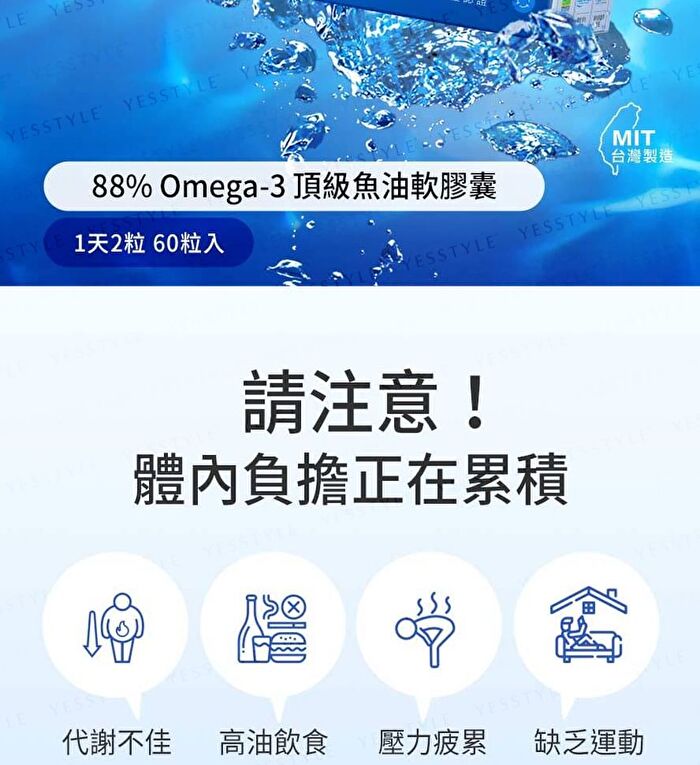 88% Omega-3 Premium Fish Oil Softgels - 60 softgels
