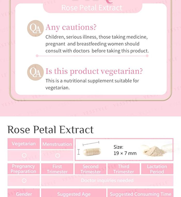 Rose Petal Extract Veg Capsules - 60 capsules