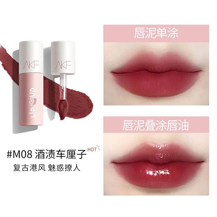 Akf Velvet Lip Mud - 4 Colors (M08-M17) - M16# Peach Tea - 3g