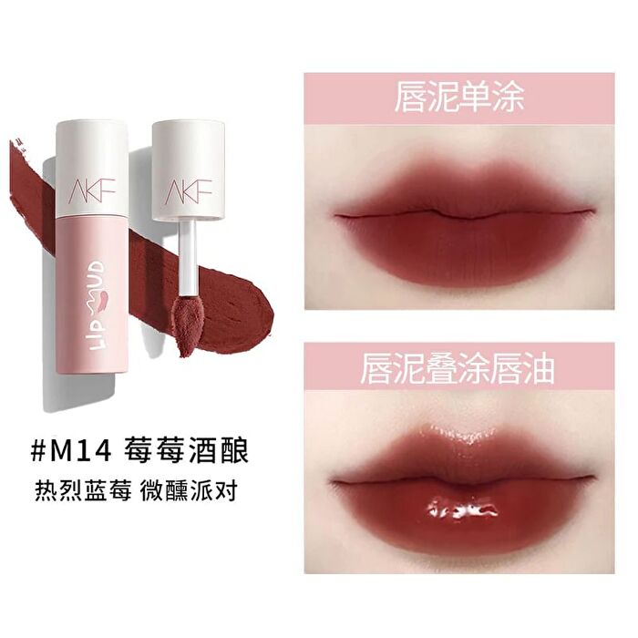 Akf Velvet Lip Mud - 4 Colors (M08-M17) - M16# Peach Tea - 3g
