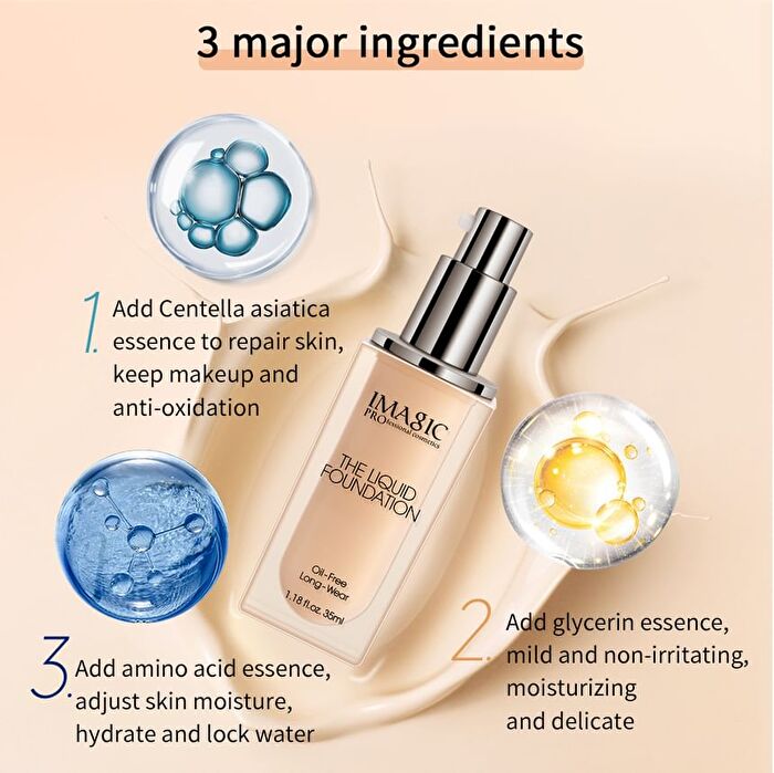 Imagic Oil-Free Liquid Foundation - 5 Shades - #1352 Bright Pink - 35ml