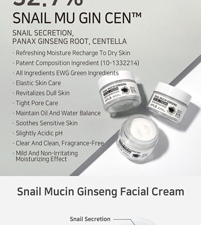 Aplb Snail Mucin Ginseng Facial Cream - 55ml