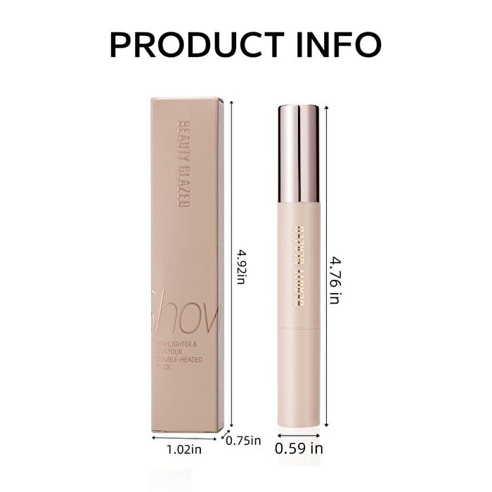 Highlighter & Contour Double-Headed Stick - 3 Shades - 102 Natural & Light Brown - 3.6g