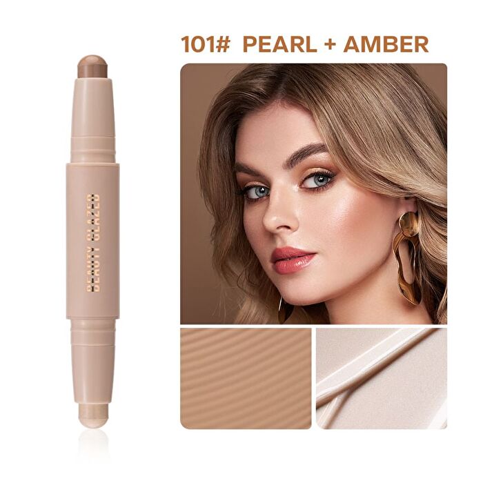 Highlighter & Contour Double-Headed Stick - 3 Shades - 102 Natural & Light Brown - 3.6g