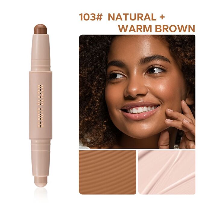Highlighter & Contour Double-Headed Stick - 3 Shades - 102 Natural & Light Brown - 3.6g
