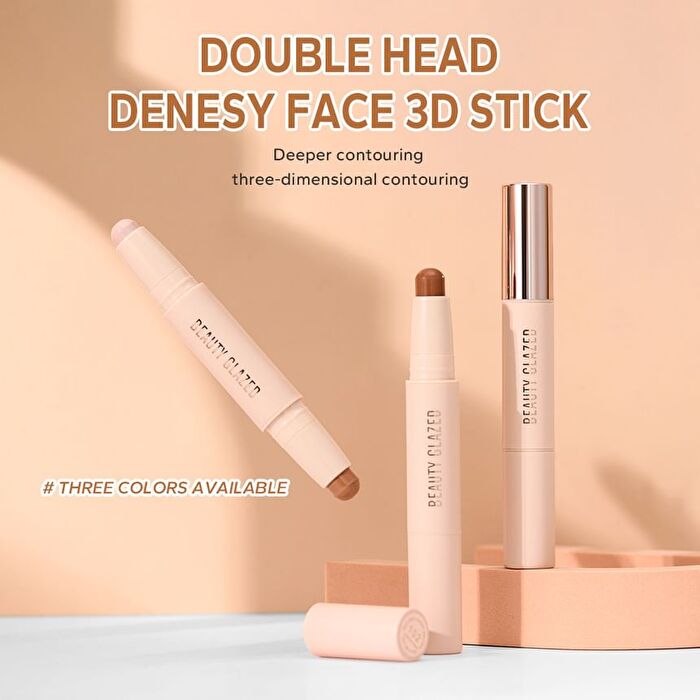 Highlighter & Contour Double-Headed Stick - 3 Shades - 102 Natural & Light Brown - 3.6g