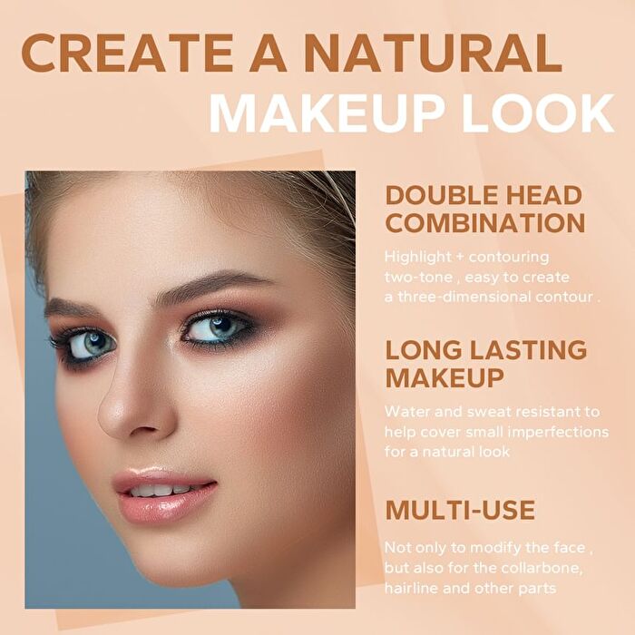 Highlighter & Contour Double-Headed Stick - 3 Shades - 102 Natural & Light Brown - 3.6g