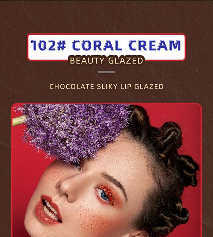 Beauty Glazed Chocolate Silky Lip Glaze - 12 Colours - 102 Coral Cream - 2g