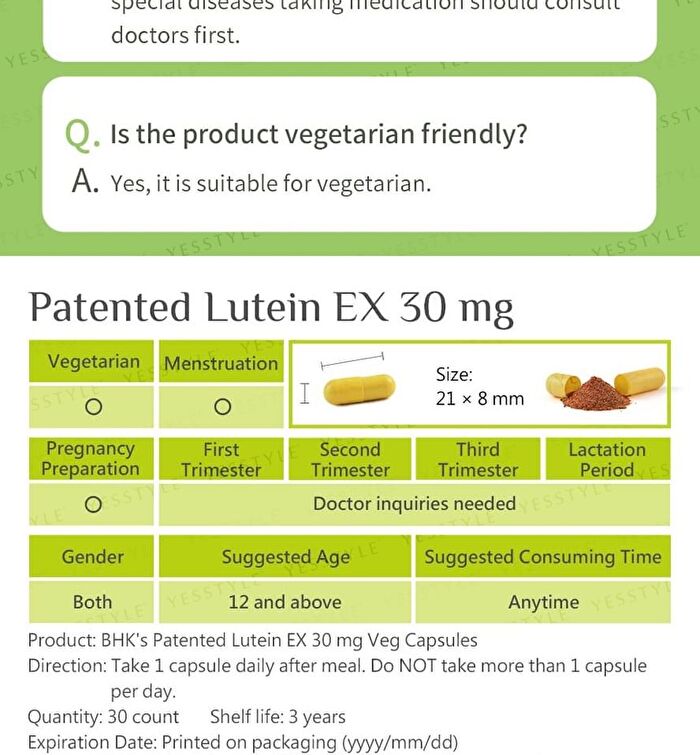 Patented Lutein Ex Veg Capsule - 60 capsules