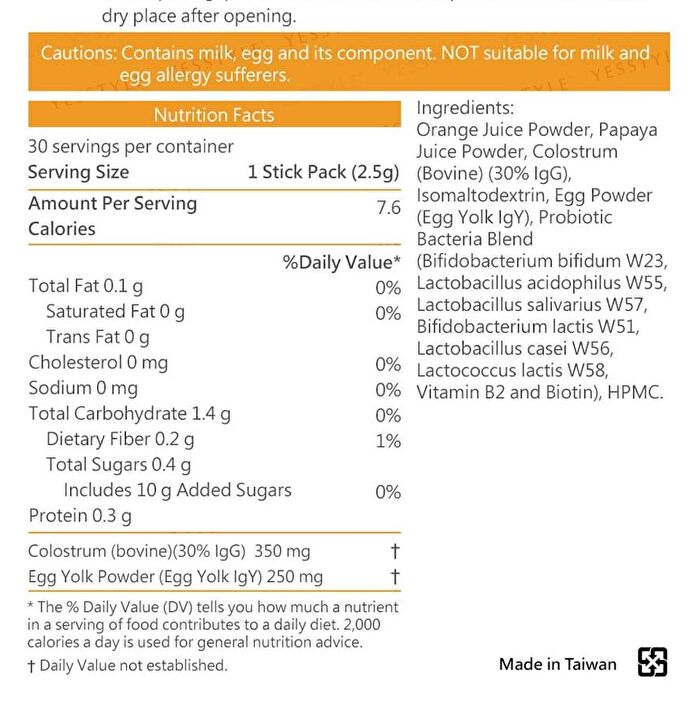 Kids Probiotic Powder Orange Flavor - 2g x 30 packs
