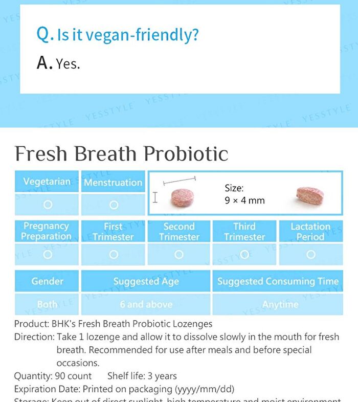 Fresh Breath Ex Probiotic Lozenge Black Currant Flavor - 90 tablets