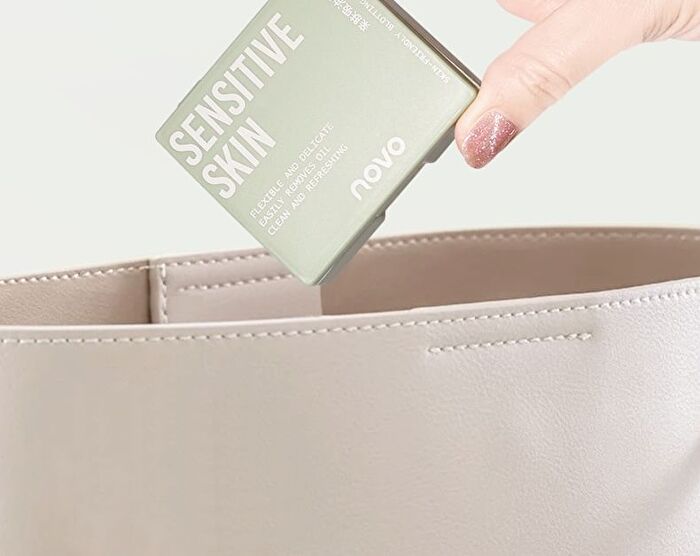 Skin-Friendly Blotting Paper (with Mirror) / Refill - Green (100 sheets) - Mini Case