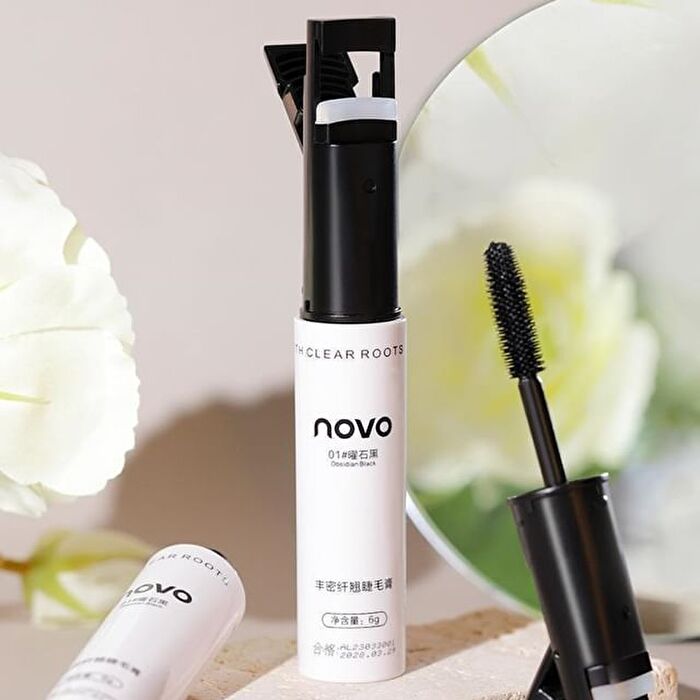 Novo 2 In 1 Volumizing Mascara + Eyelash Curler - 1# Black - 6g