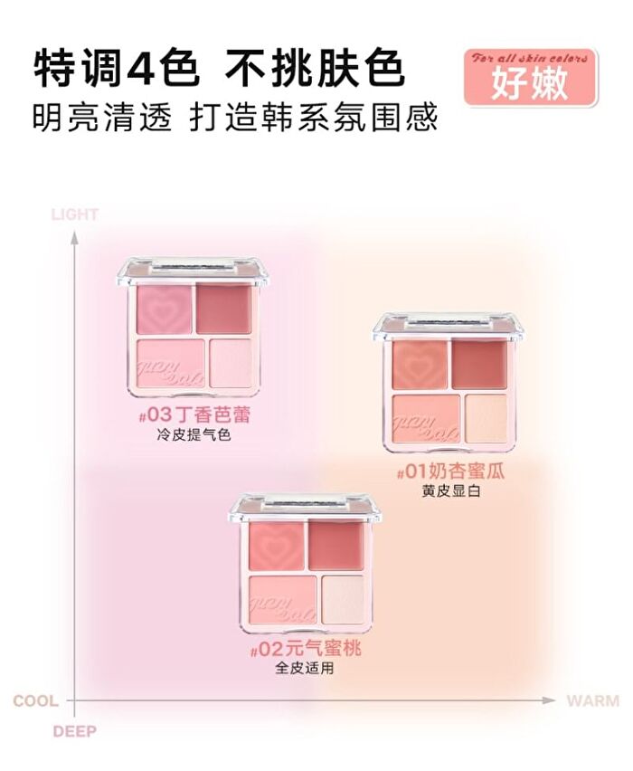 4 Color Blush & Highlight Palette (1-3) - #03 Ballerina Dream - 9g