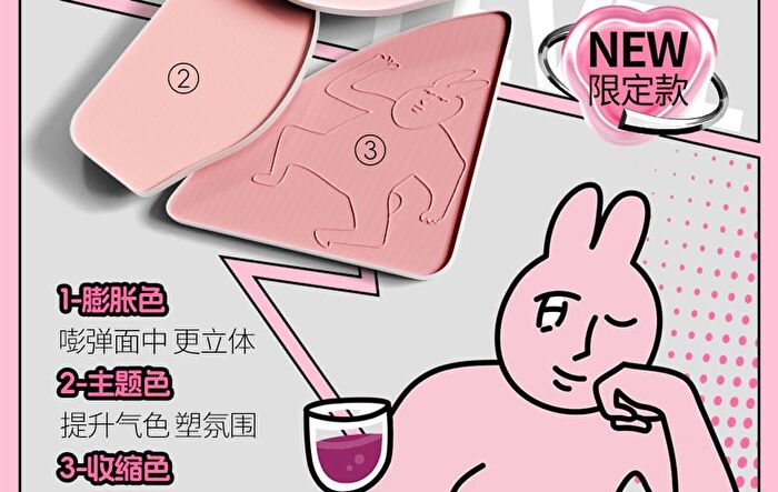 Emotion Code Tri-Color Blusher My Friend Rabbit Limited Edition - 3 Types - H03 So Hot - 7g
