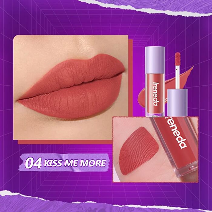 Ireneda Matte Lip Glaze - 6 Colors - 04# Kiss Me More - 2.1g