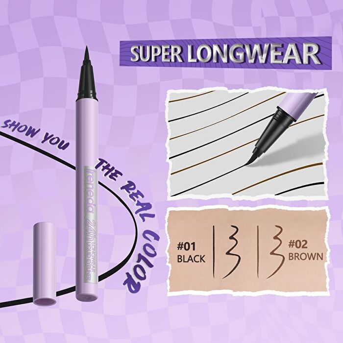 Ireneda 24-Hour Longwear Liquid Eyeliner - 2 Colors - 01# Black - 0.6g