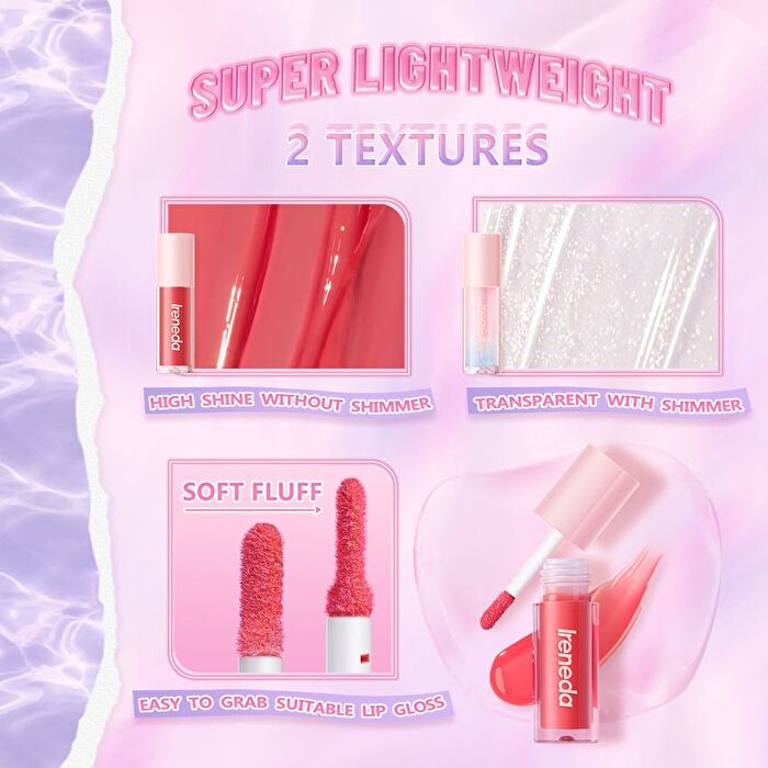 Ireneda Hi-Shine Lip Gloss - 6 Colors - 02# Juicy Pink - 2.1g