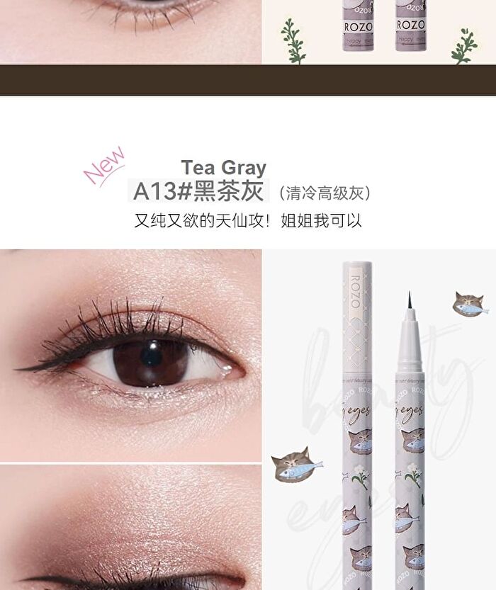 Rozo Cat Print Fine Liquid Eyeliner / Aegyosal Pen - A13# Tea Gray - 2ml