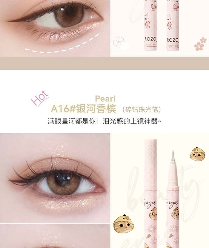 Rozo Cat Print Fine Liquid Eyeliner / Aegyosal Pen - A16# Pearl - 2ml