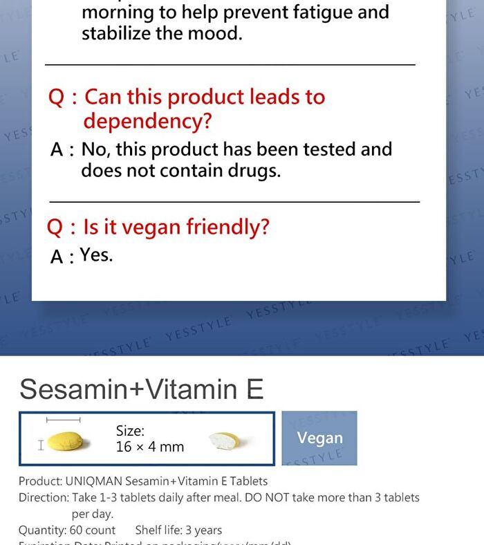 Uniqman Sesamin Vitamin E Tablet - 60 tablets