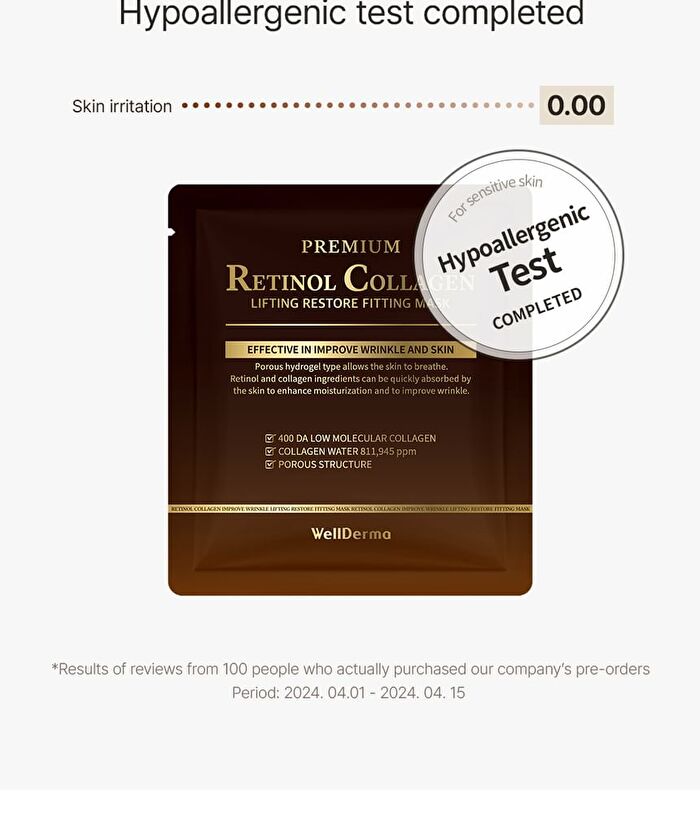 Premium Retinol Collagen Lifting Restore Fitting Mask Set - 25g x 4 sheets