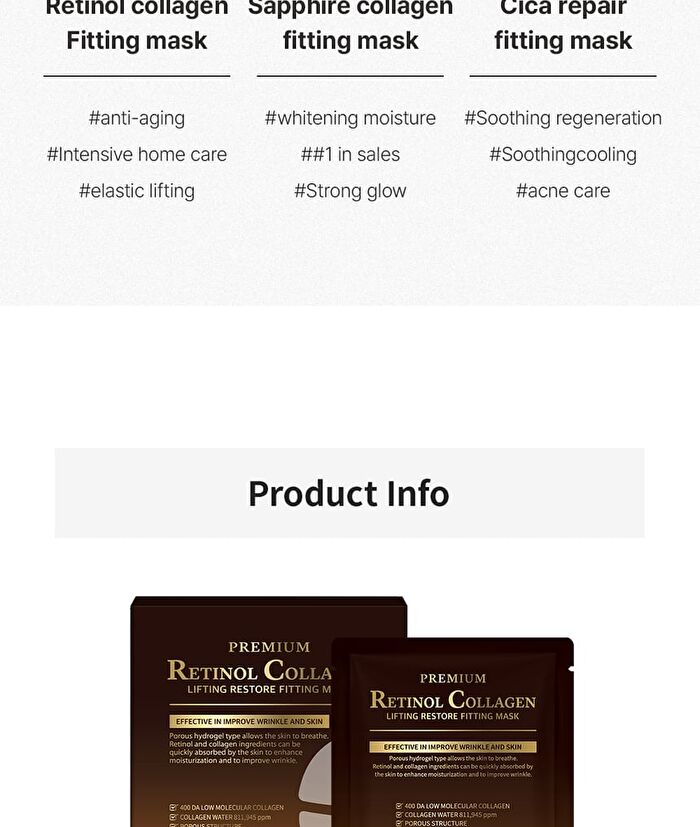 Premium Retinol Collagen Lifting Restore Fitting Mask Set - 25g x 4 sheets