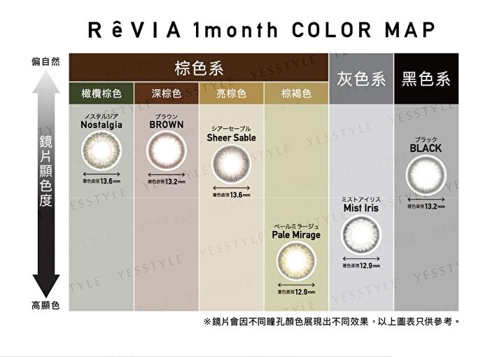 ReVIA 1 Month Color Lens Pale Mirage 1 pc or 2 pcs - P-2.75 (1 pc)