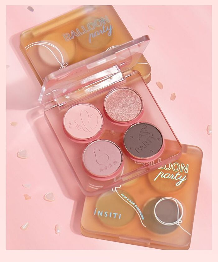 Insiti Balloon Party Quad Eyeshadow Palette - 3 Types - 01# Wood Tea Brown - 5.1g