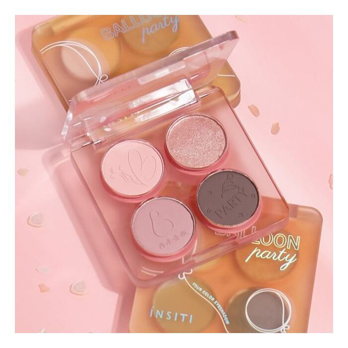 Insiti Balloon Party Quad Eyeshadow Palette - 3 Types - 02# Pink Gray Rose - 5.1g
