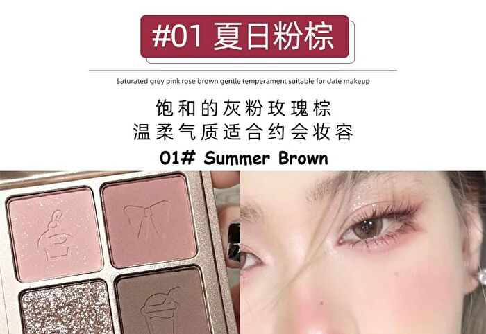 Little Bear Knight 4 Colours Eyeshadow Palette - 01# Summer Brown (1.5g x 4)