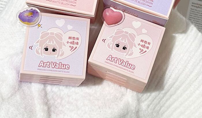 4 Colours Cartoon Embossed Matte Blush Palette - 01# Milky Apricot (2g x 4)