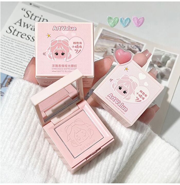 4 Colours Cartoon Embossed Matte Blush Palette - 01# Milky Apricot (2g x 4)