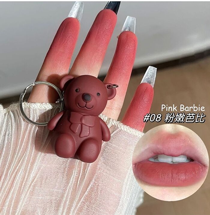 Bear Keyring Matte Lip Mud - 9 Colours - 01# White Peach - 1.7g