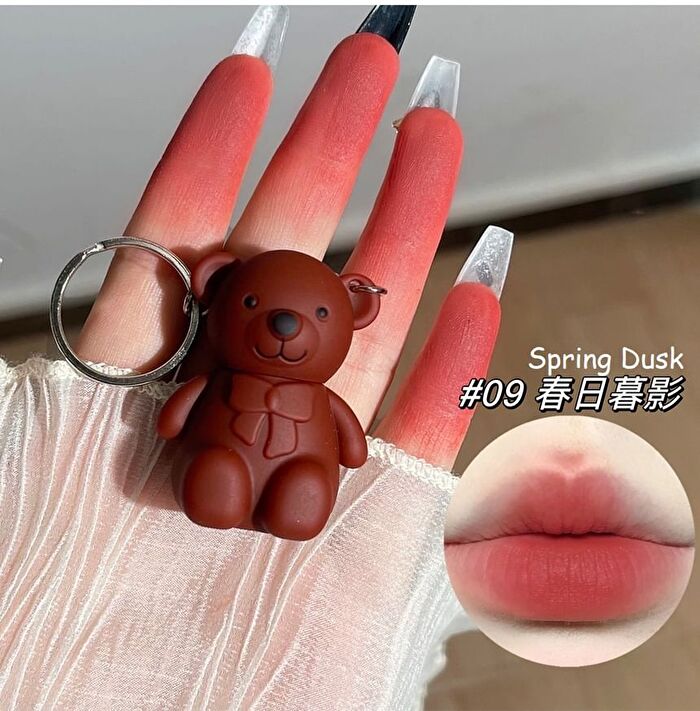 Bear Keyring Matte Lip Mud - 9 Colours - 01# White Peach - 1.7g