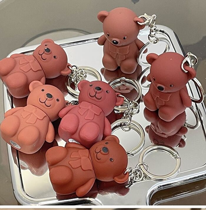 Bear Keyring Matte Lip Mud - 9 Colours - 01# White Peach - 1.7g