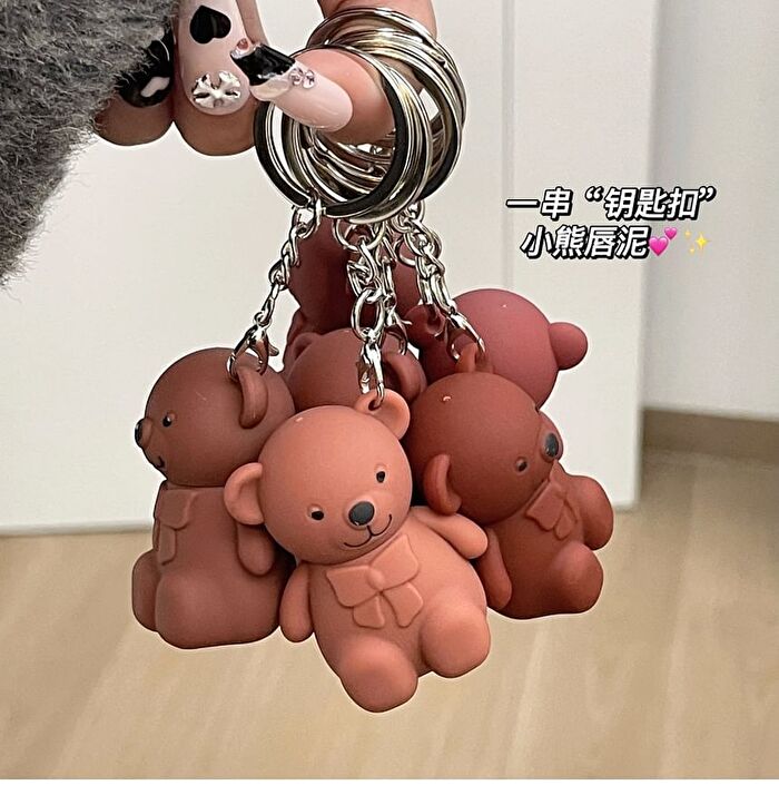Bear Keyring Matte Lip Mud - 9 Colours - 01# White Peach - 1.7g