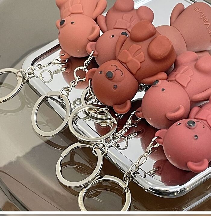 Bear Keyring Matte Lip Mud - 9 Colours - 01# White Peach - 1.7g