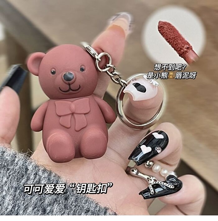 Bear Keyring Matte Lip Mud - 9 Colours - 01# White Peach - 1.7g